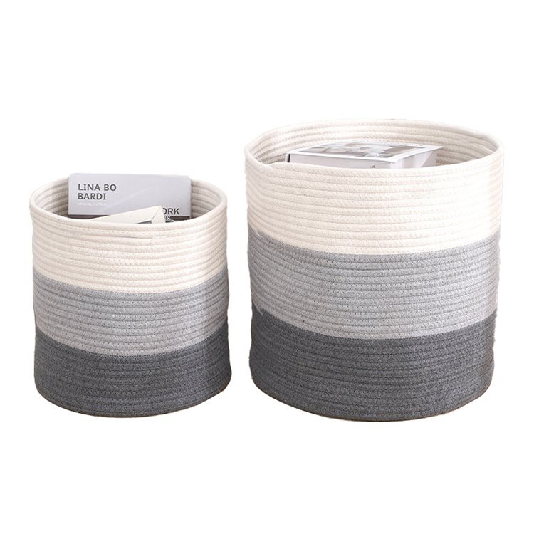 Panier rond en corde de coton